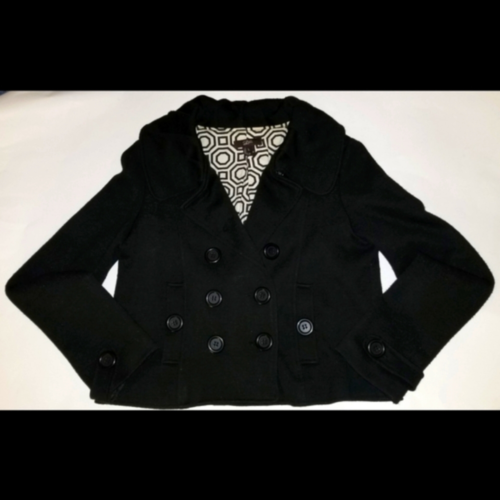 Luii Double-Breasted Cropped Wool Peacoat Blazer Anthropologie SPRING Crop - Picture 3 of 9